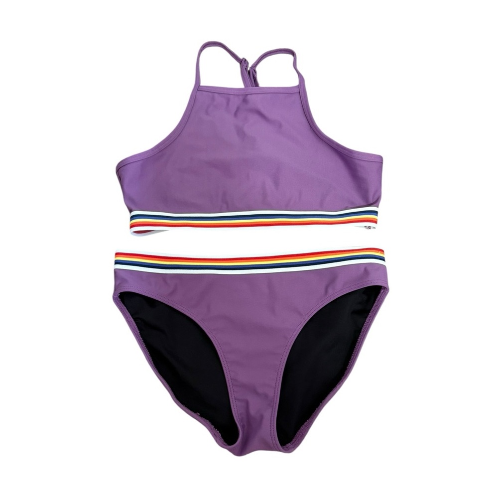 Zella Kids Bikini Purple with Rainbow Stripes